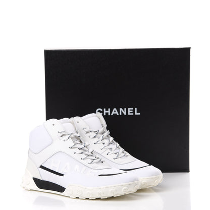 Chanel Calfskin Mesh Lycra Womens Logo Sneakers 40.5 White 10 of 10