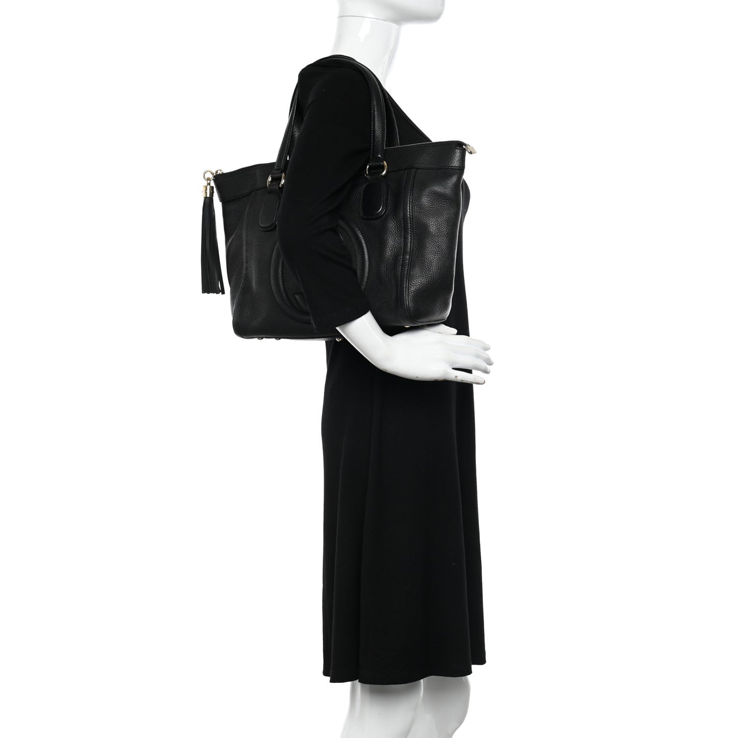 Pebbled Calfskin Small Soho Top Handle Bag Black