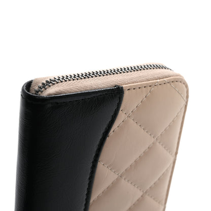Chanel Aged Calfskin Quilted Small Gabrielle Zip Around Wallet Beige Black 11 of 14