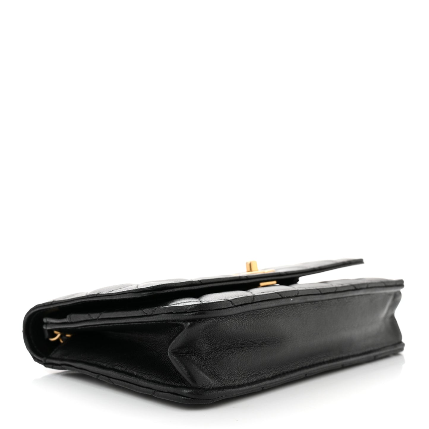 Lambskin Quilted CC Pearl Crush Wallet on Chain WOC Black