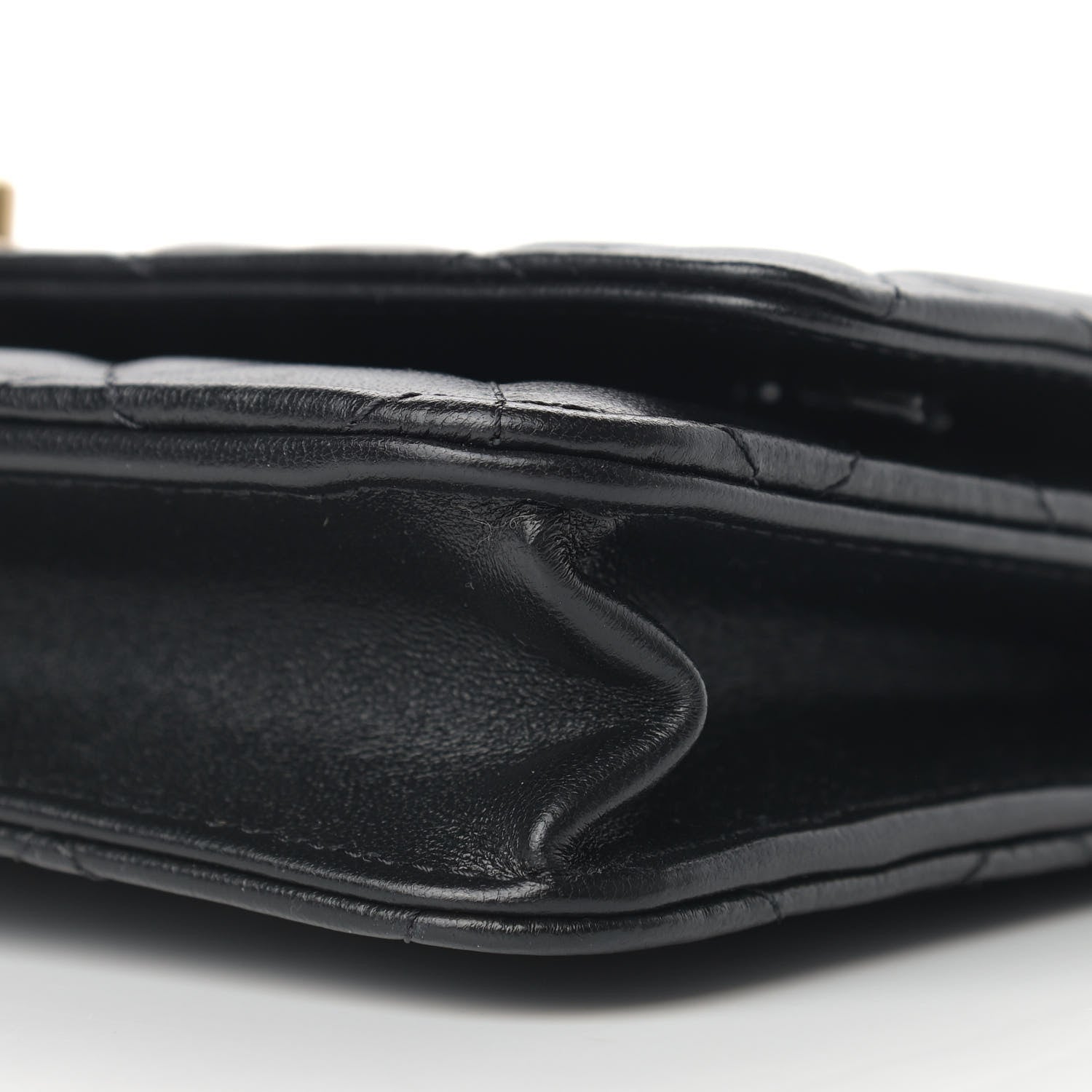 Chanel Lambskin Quilted Pearl Crown Wallet On Chain WOC Black 10 of 13