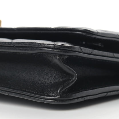 Chanel Lambskin Quilted Pearl Crown Wallet On Chain WOC Black 10 of 13