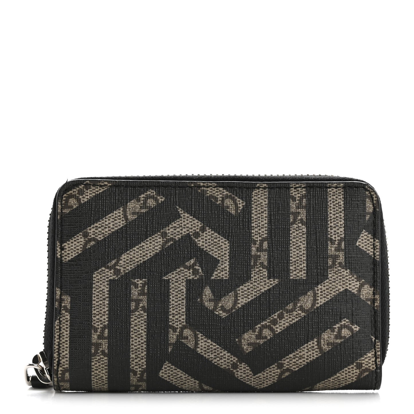 GG Supreme Monogram Caleido Zip Around Card Case Wallet Black