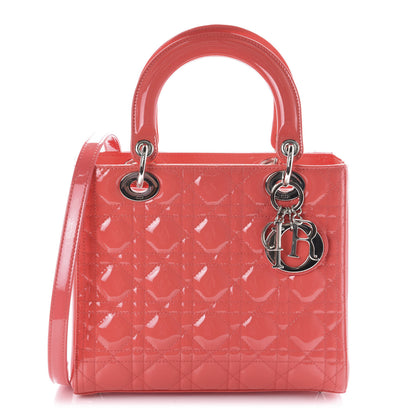 Christian Dior Patent Cannage Medium Lady Dior Coral 1 of 12