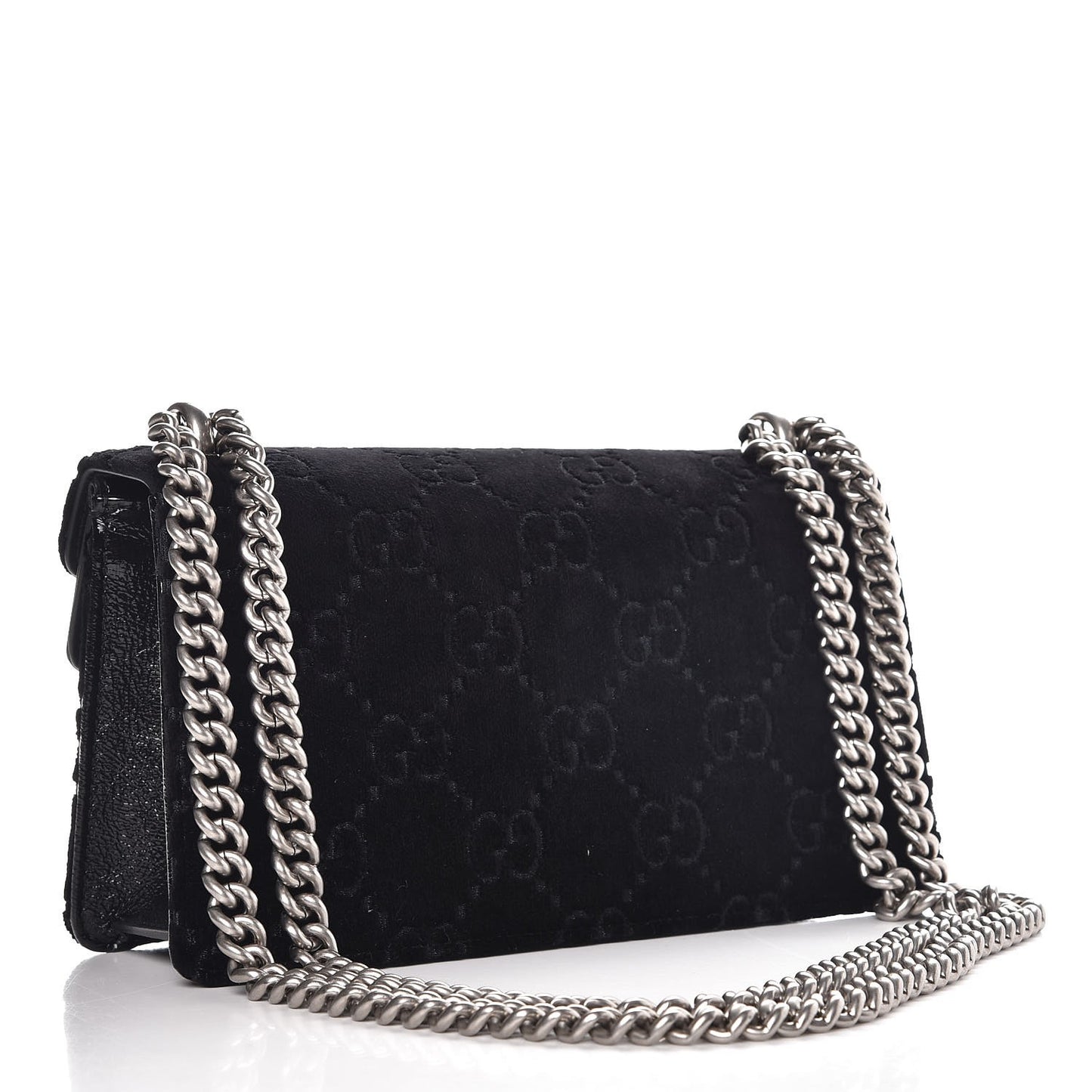 Velvet Skipper Crystal GG Monogram Small Dionysus Shoulder Bag Black Black Diamond