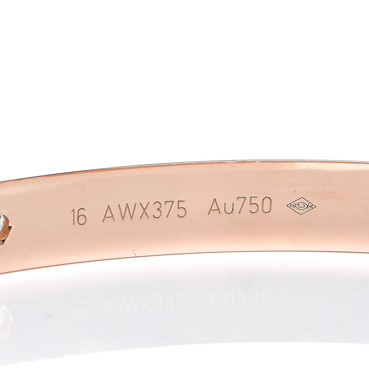 18K Pink Gold 4 Diamond LOVE Bracelet 16