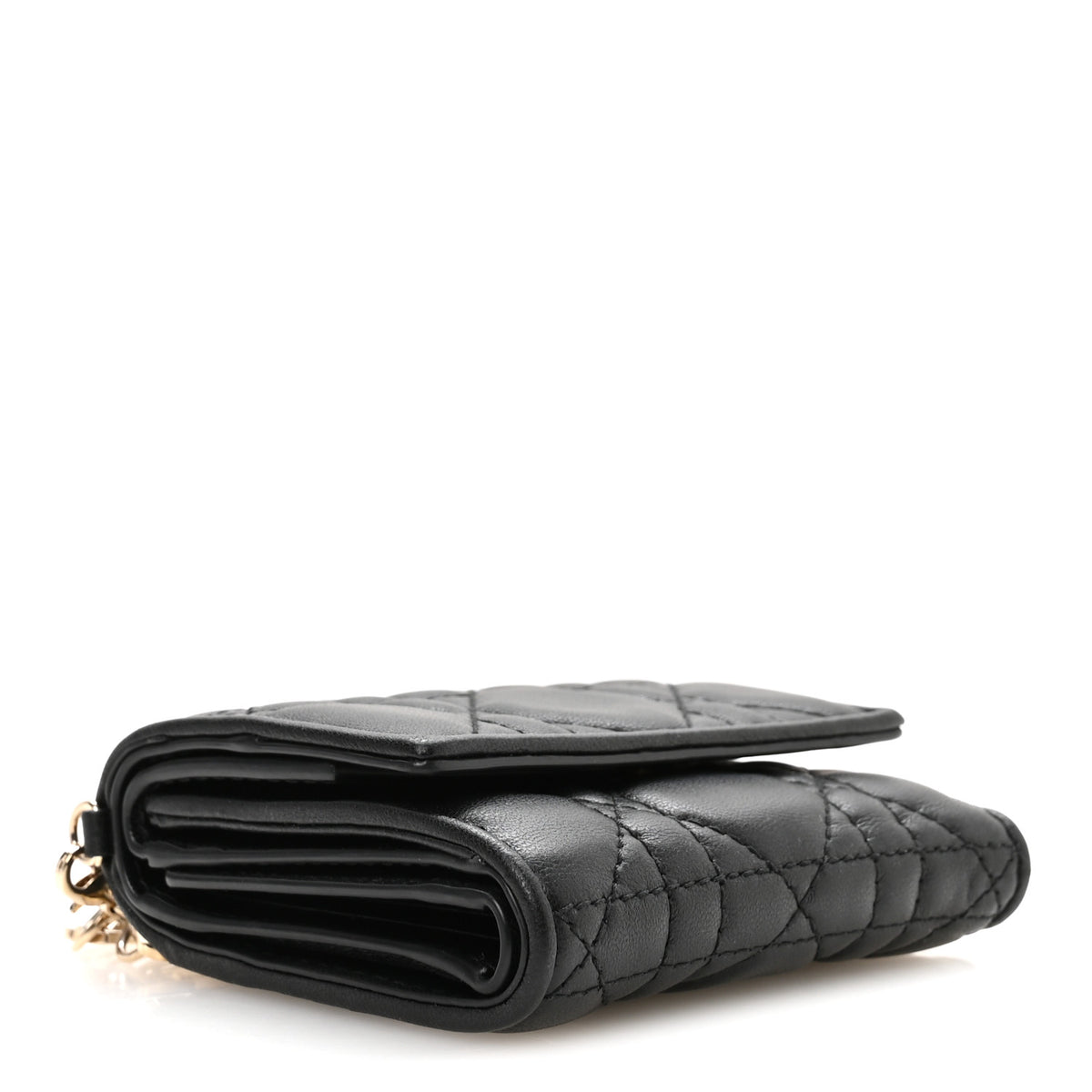 Christian Dior Lambskin Cannage Lady Dior Lotus Wallet Black 4 of 8
