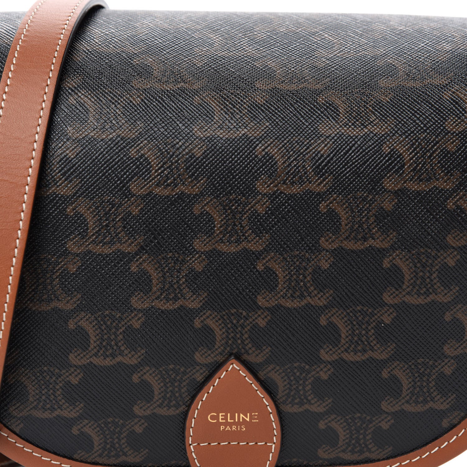 Celine Triomphe Canvas Medium Folco Bag Tan 9 of 9