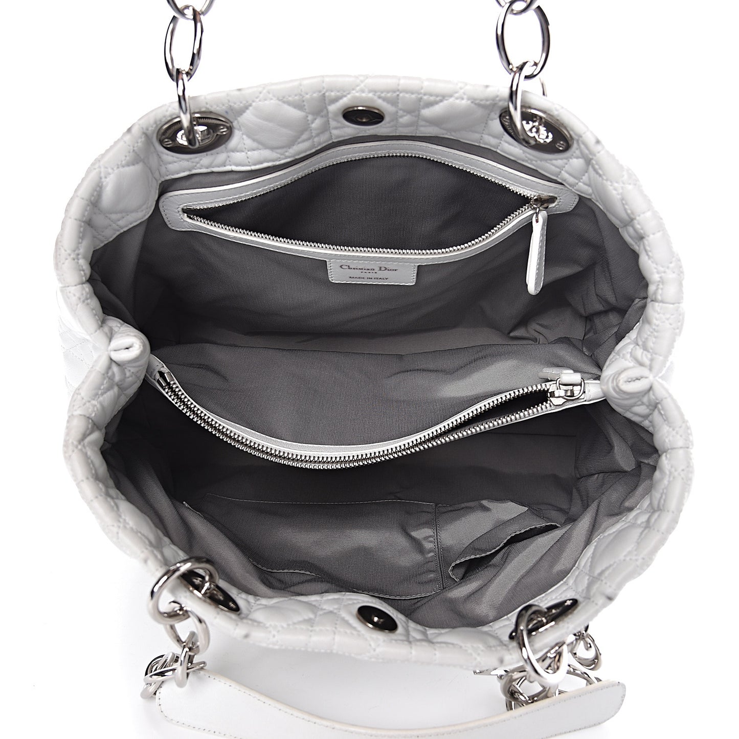 Lambskin Cannage Large Dior Soft Shopping Tote White