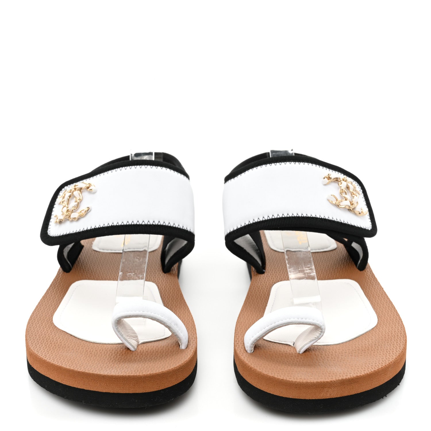 Chanel Fabric Lambskin CC Sandals 38 White 2 of 8