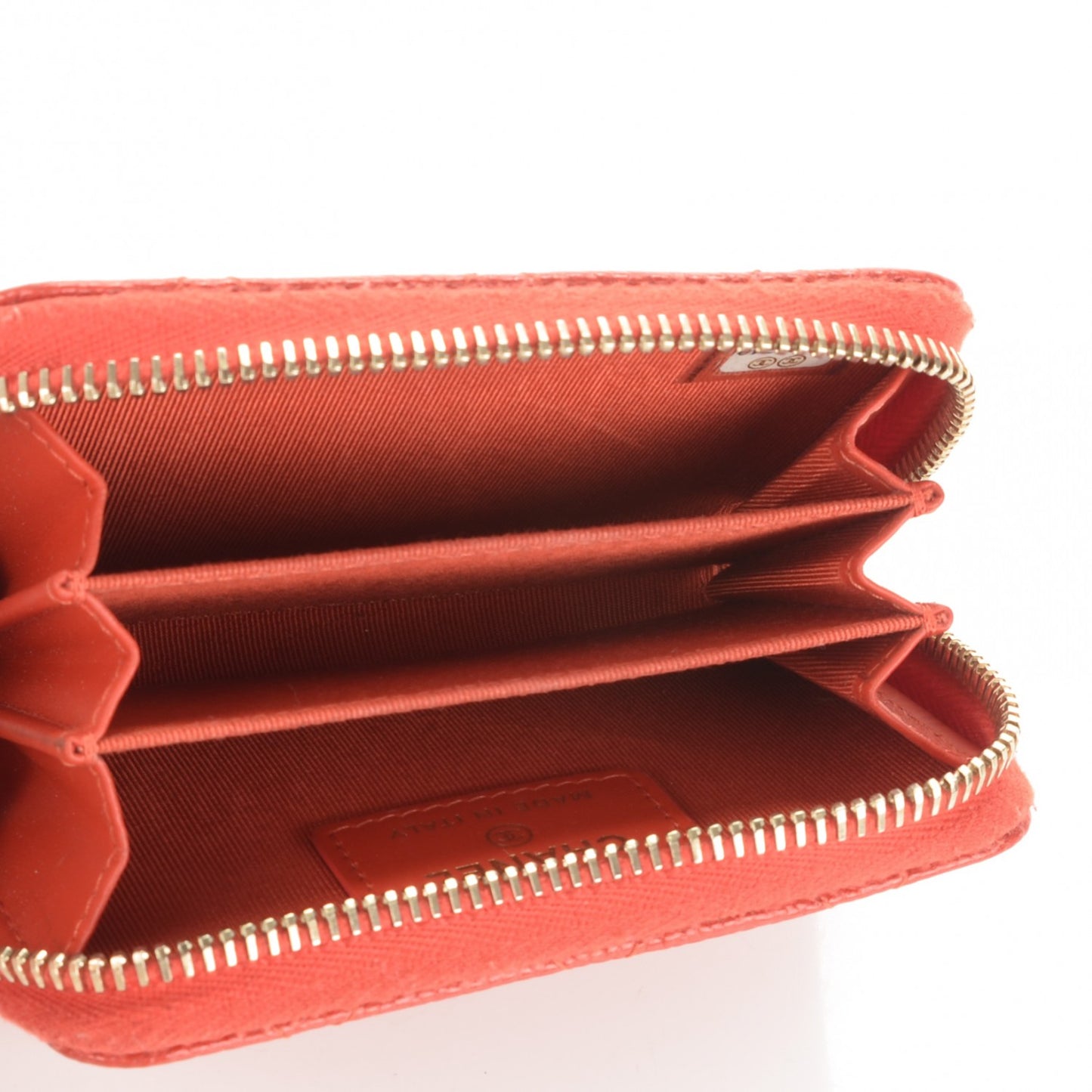 Pearly Caviar Quilted Zip Coin Purse Orange