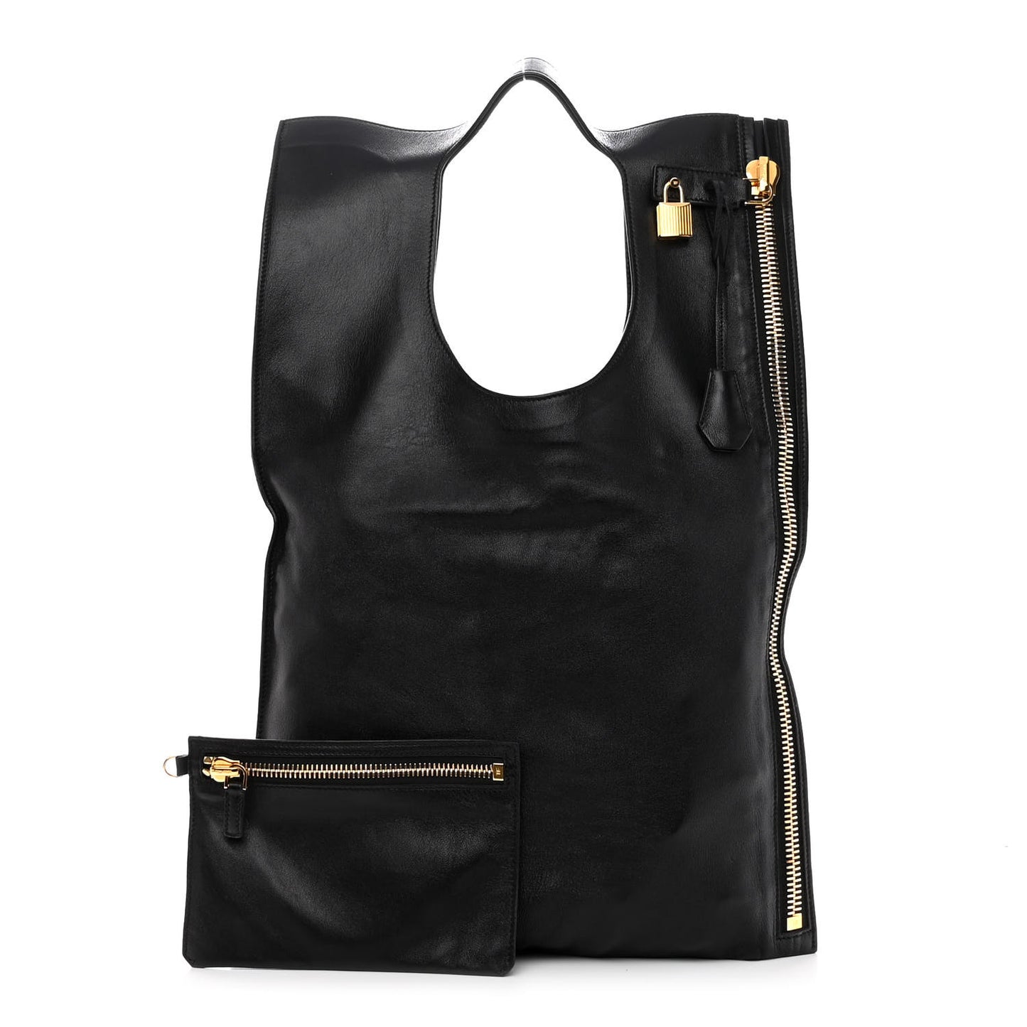Ramskin Large Alix Padlock Zip Shoulder Bag Black