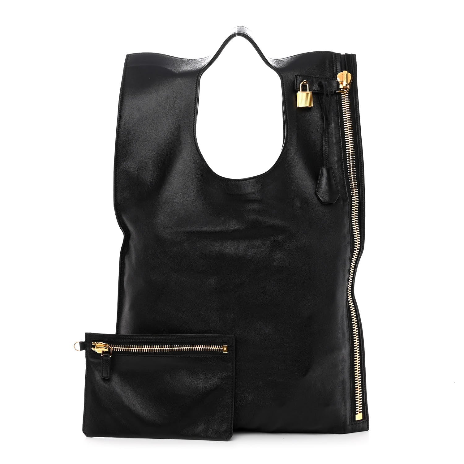 Tom Ford Ramskin Large Alix Padlock Zip Shoulder Bag Black 1 of 9