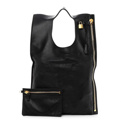 Tom Ford Ramskin Large Alix Padlock Zip Shoulder Bag Black 1 of 9