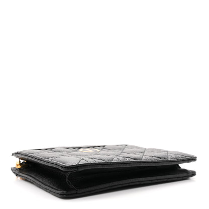 Christian Dior Calfskin Cannage Caro Zipped Pouch With Chain Black 4 of 10