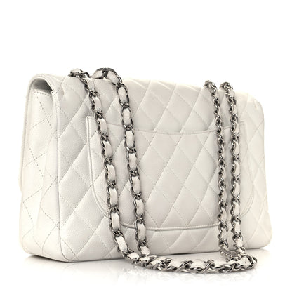 Chanel Caviar Quilted Jumbo Single Flap White 3 of 17