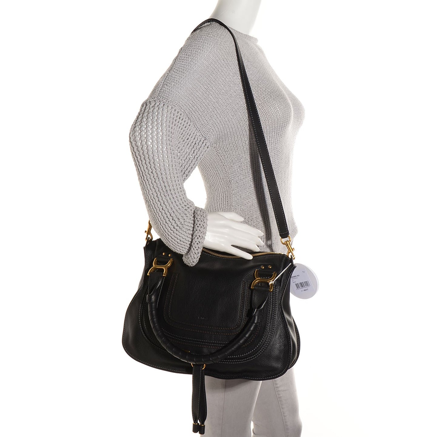 Calfskin Medium Marcie Satchel Black