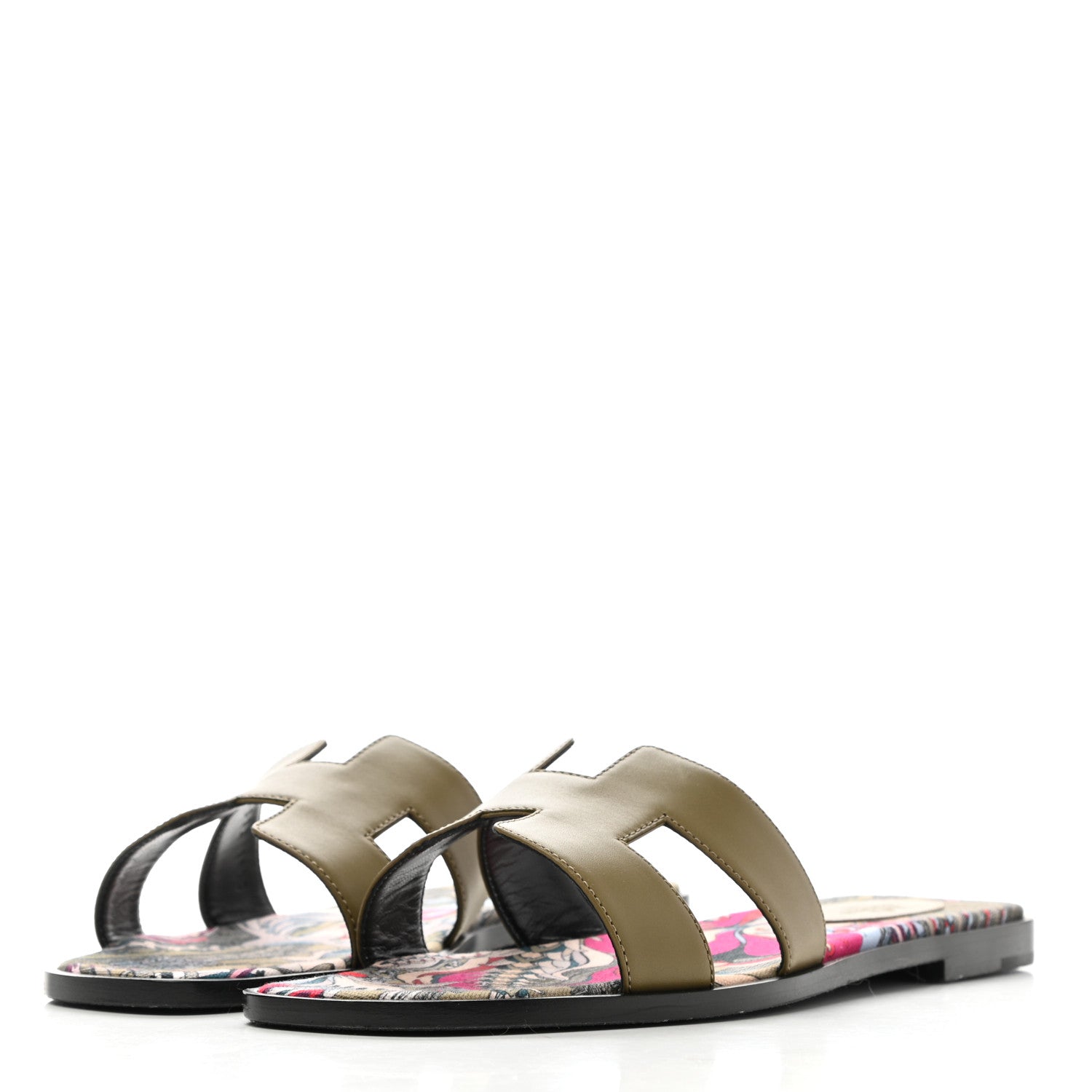 Hermes Box Calfskin Oran Sandals 41 Vert Thé Impérial 3 of 9