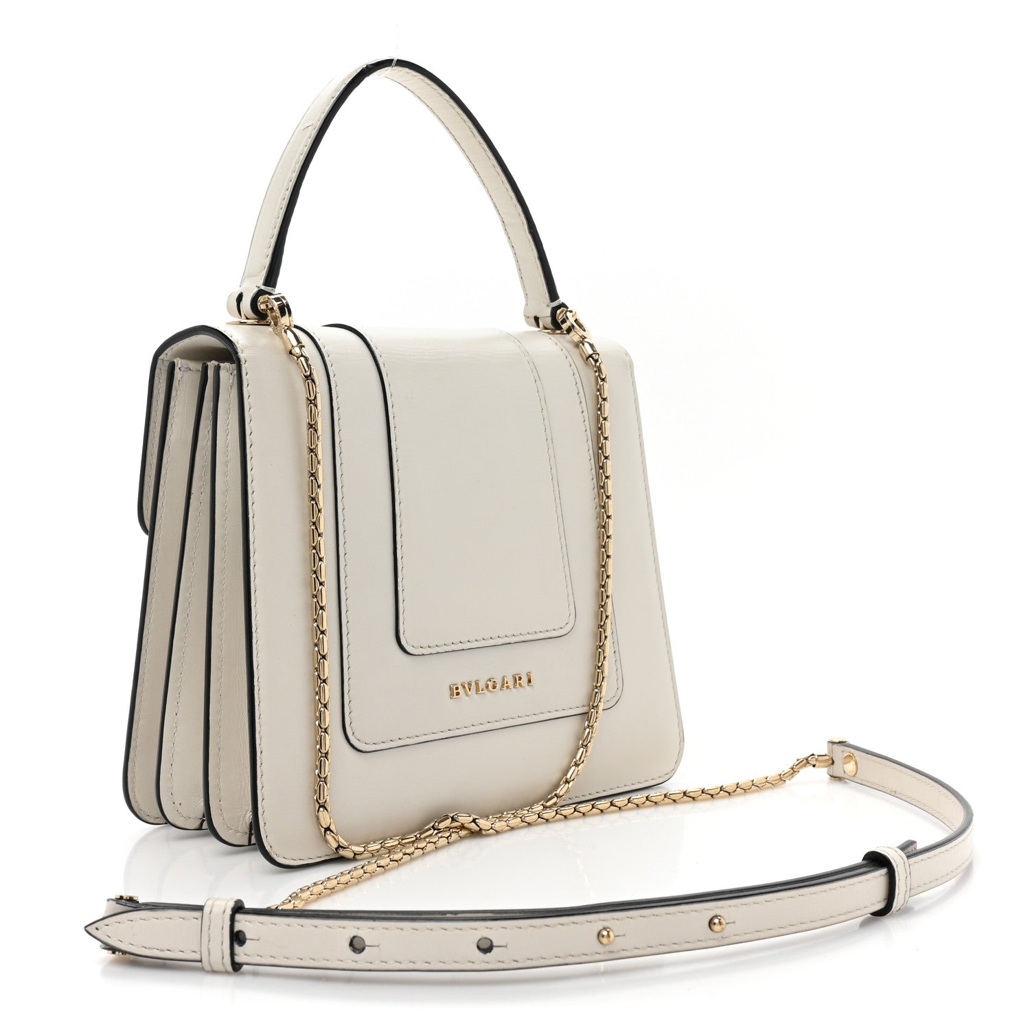 Bulgari Calfskin Serpenti Forever Top Handle White 4 of 19