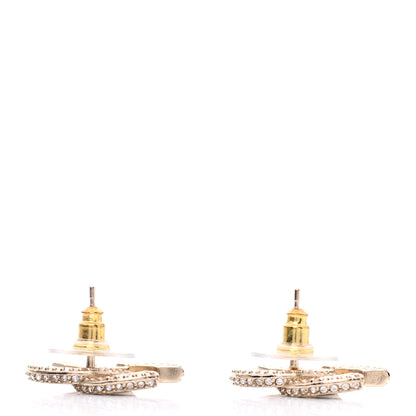 Chanel Crystal Timeless CC Earrings Light Gold 3 of 4