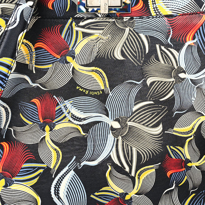 Fendi Calfskin Orchid Large Peekaboo Iconic Satchel Black Multicolor 8 of 10