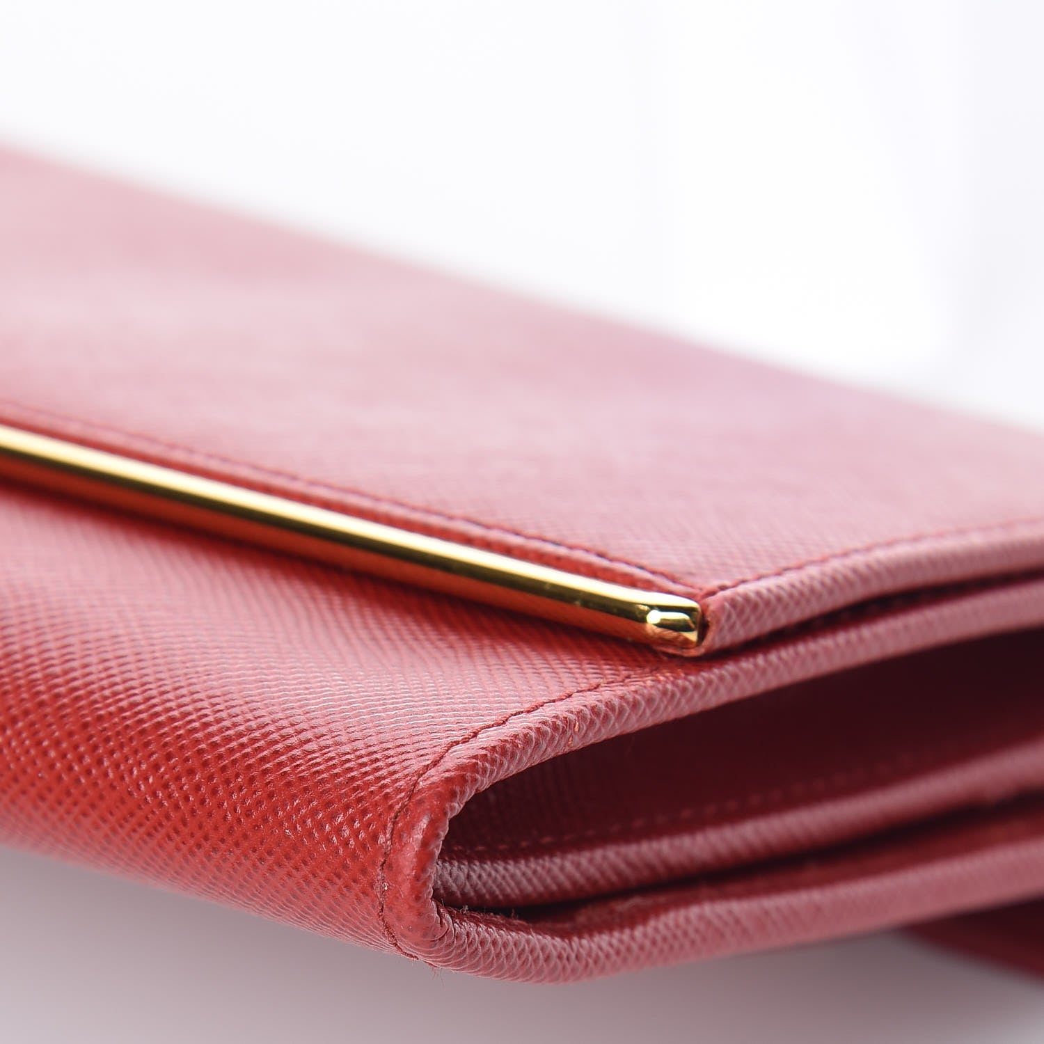 Prada Saffiano Metal Bar Continental Flap Wallet Fuoco 10 of 10