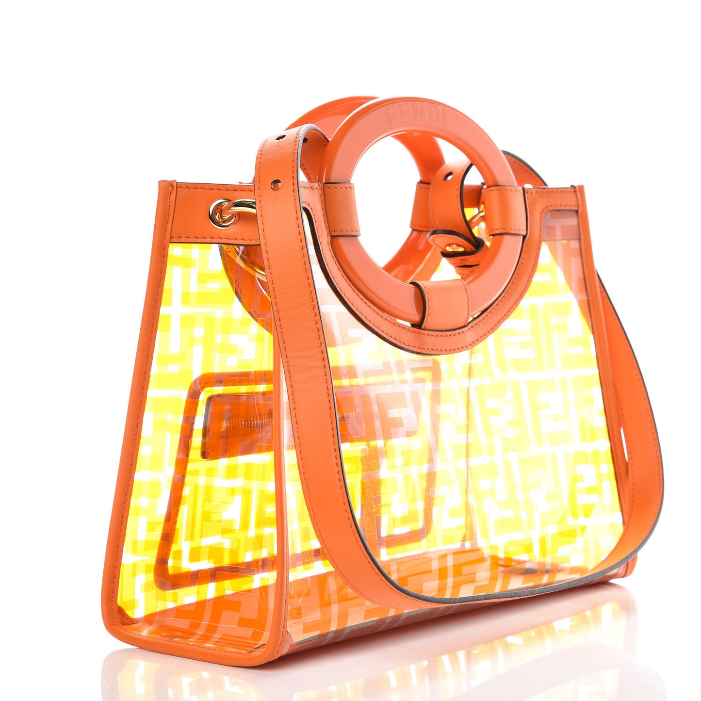 TPU FF Vitello Century Plexiglass Small Runaway Shopper Tote Aranciata