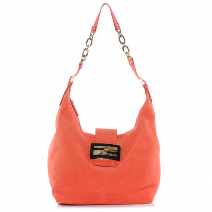 Fendi Metallic Calfskin Forever Hobo Coral 1 of 9
