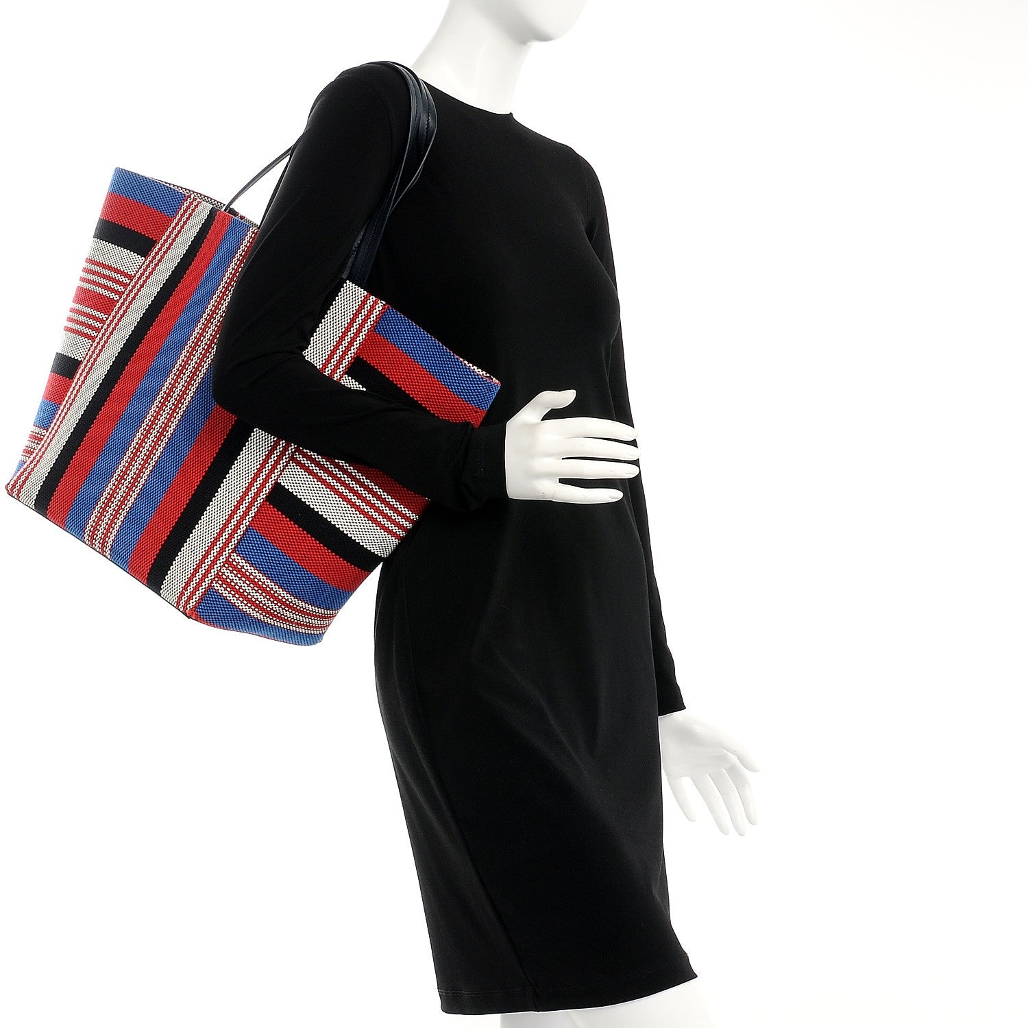 Celine Textile Striped Medium Horizontal Cabas Phantom Navy Blue 2 of 7