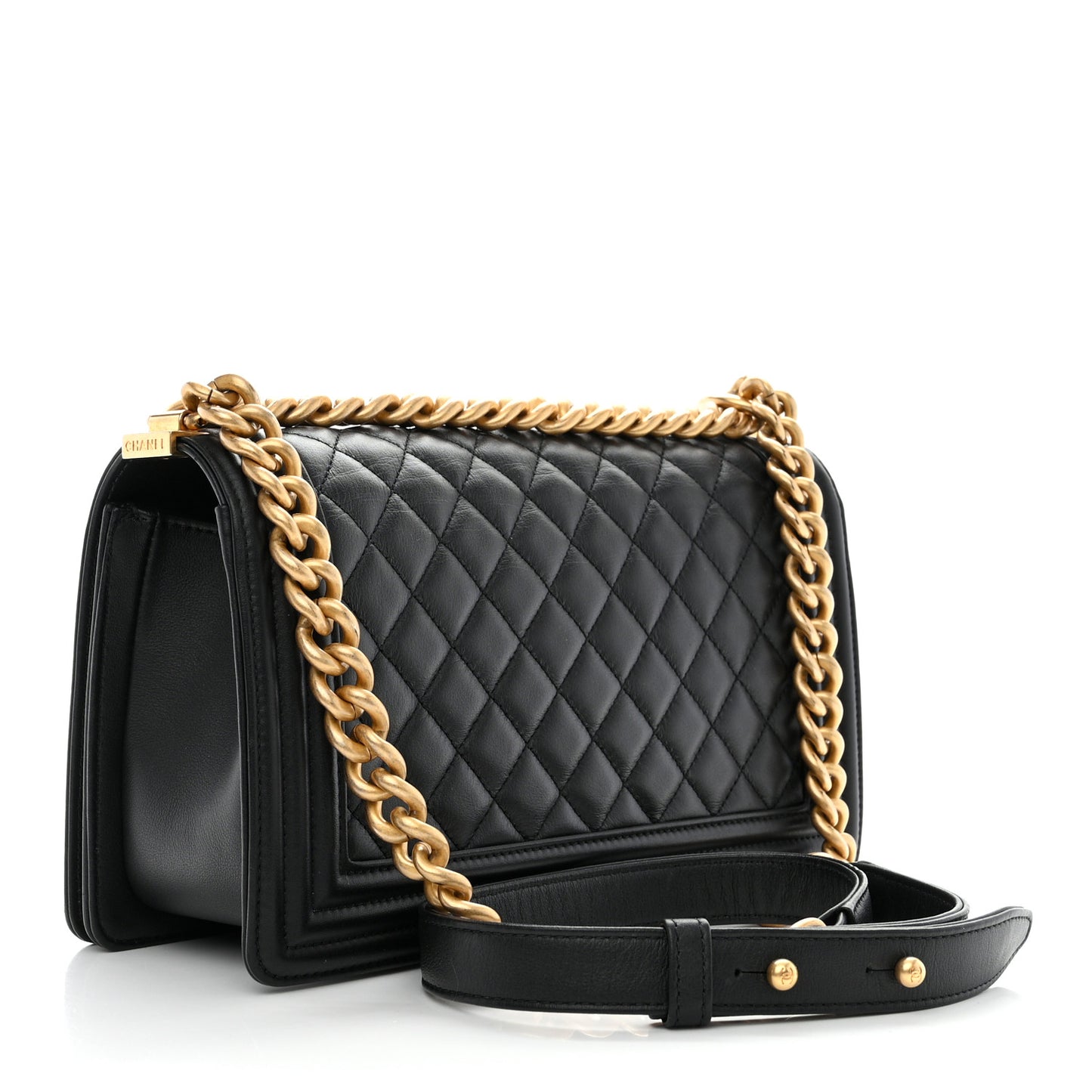 Calfskin Quilted Medium Boy Flap Black