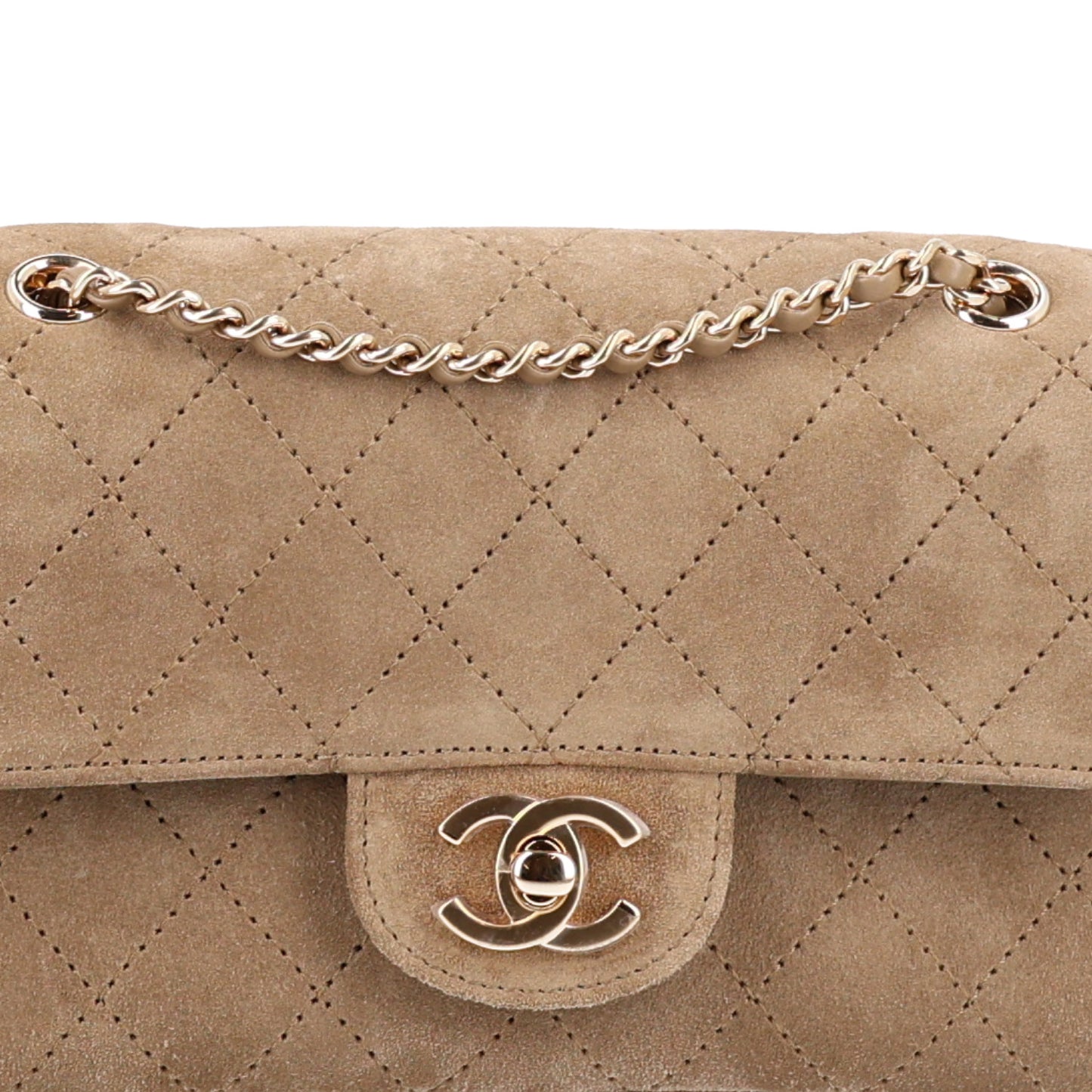Suede Calfskin Souplissimo Maxi Flap Dark Beige