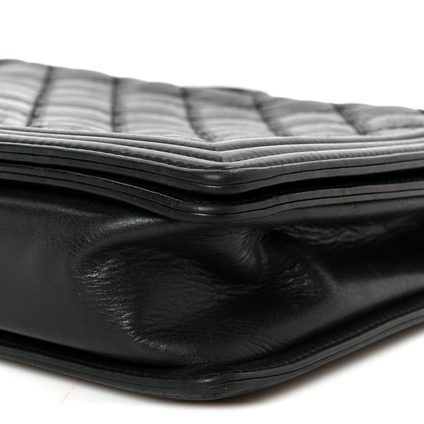 Calfskin Quilted Double Stitch New Medium Boy Flap Black