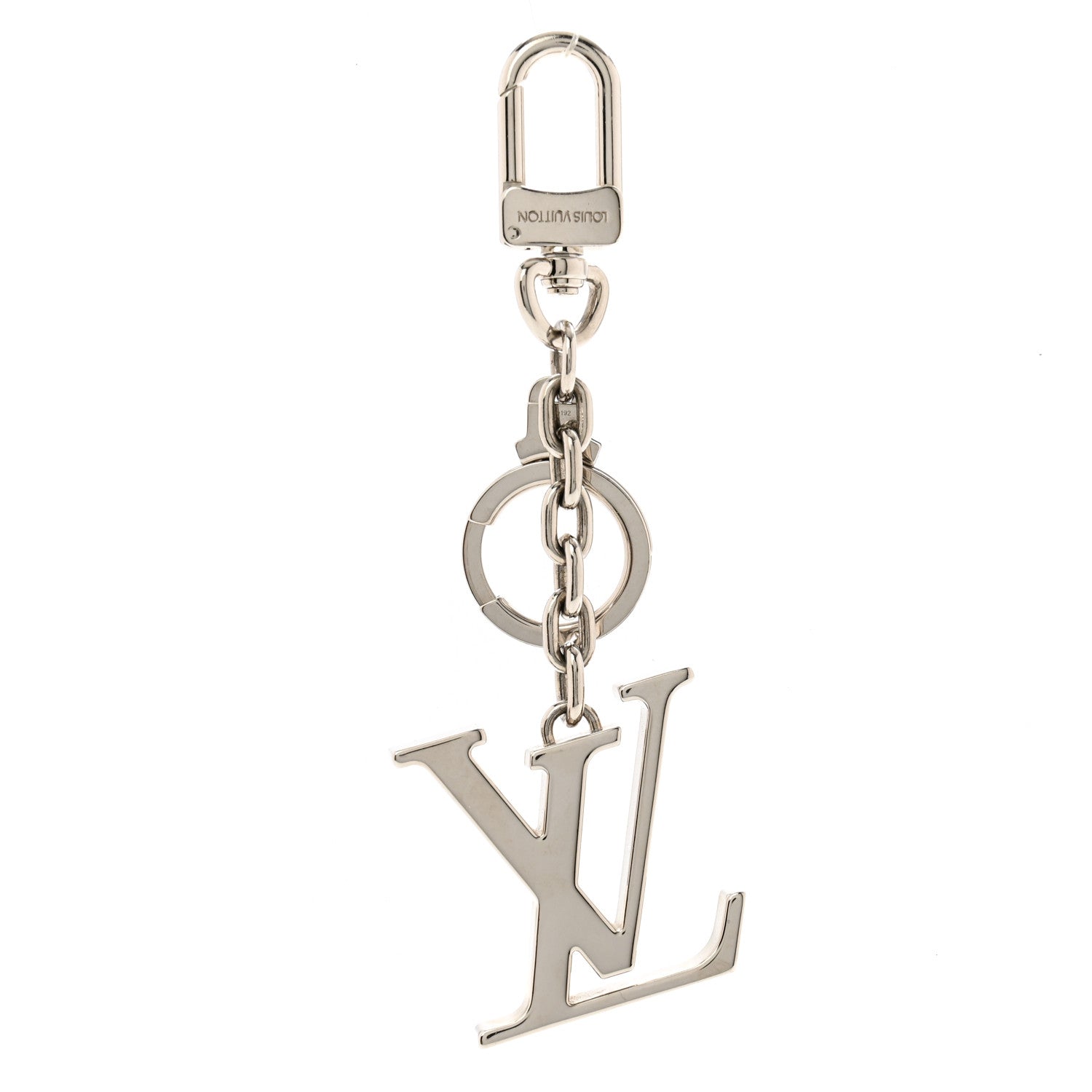Louis Vuitton Metal Palladiium Finish LV Initiales Bag Charm Key Holder Silver 1 of 5