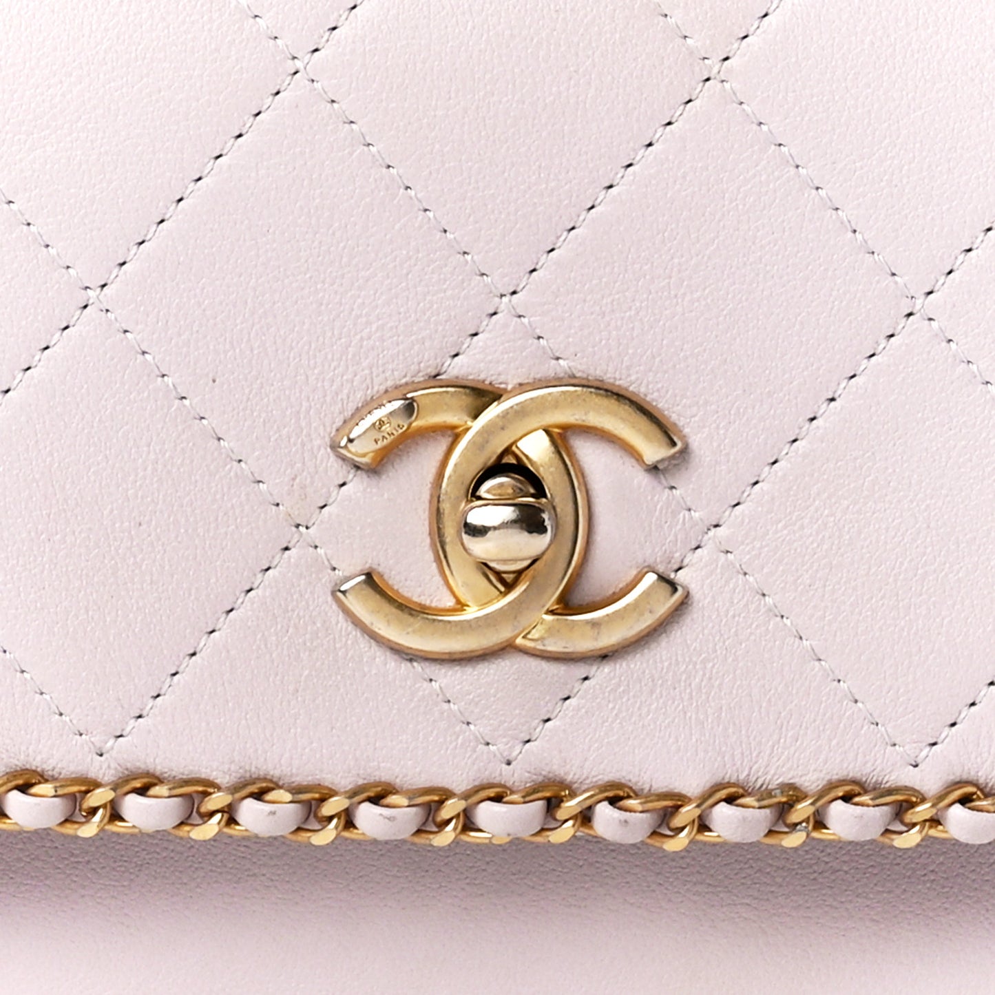 Calfskin Stitched Chain Flap Light Pink