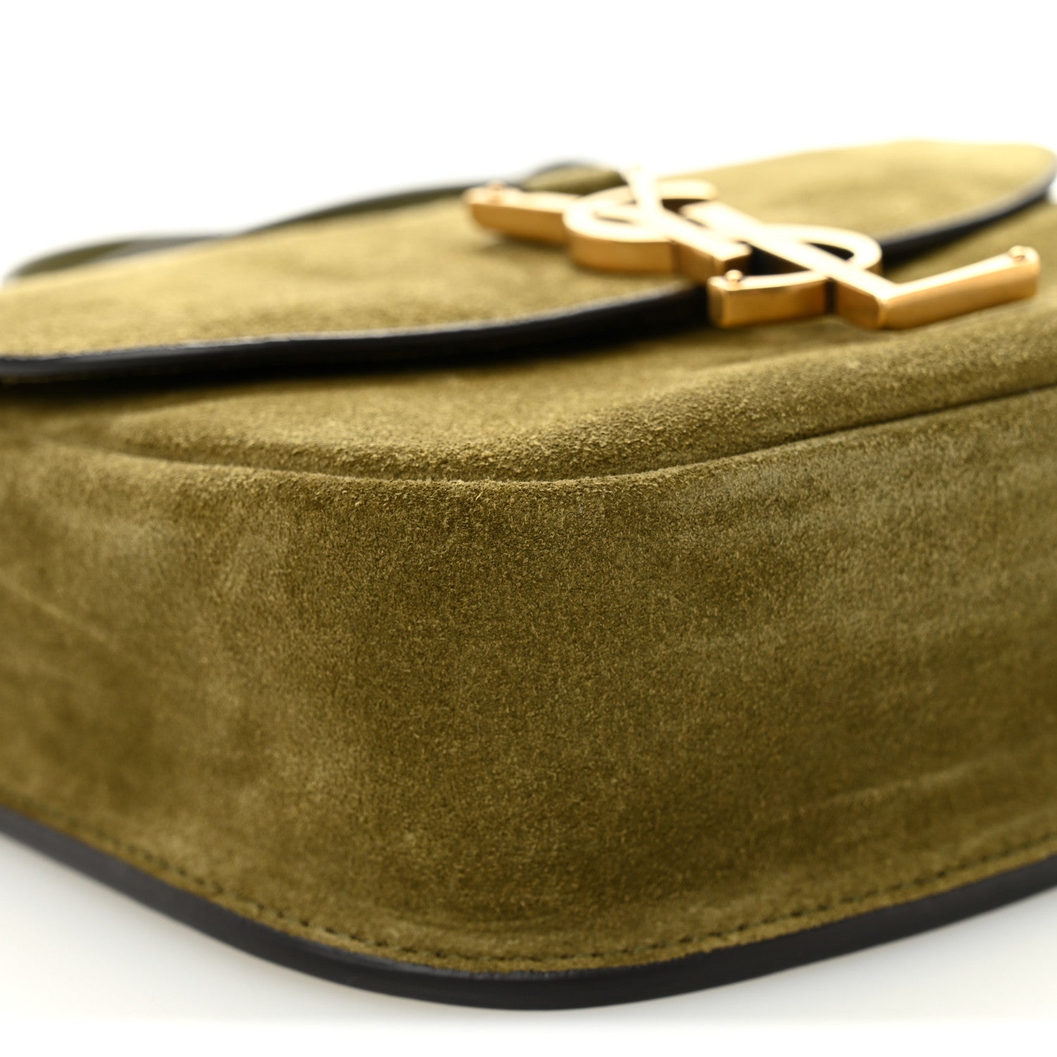 Saint Laurent Suede Calfskin Monogram Small Kaia Satchel Olive Green 8 of 9