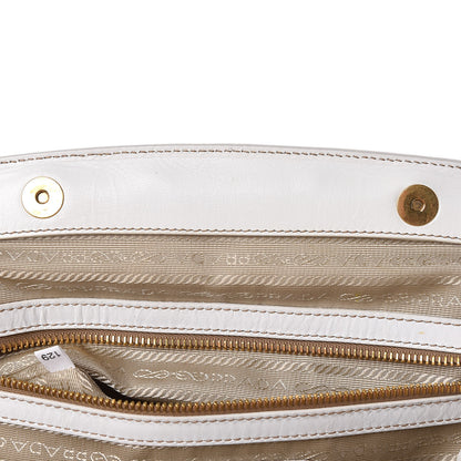 Prada Goatskin Woven Frame Satchel Bianco 14 of 16