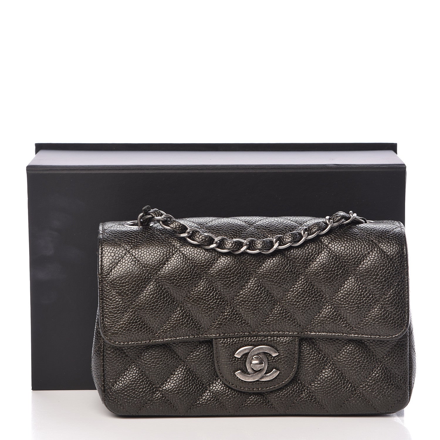 Chanel Caviar Quilted Mini Rectangular Flap Charcoal 11 of 11
