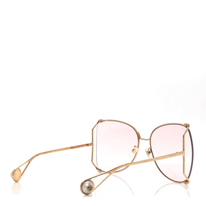 Gucci Metal Oversized Round Sunglasses GG0252S Gold Pink 3 of 7