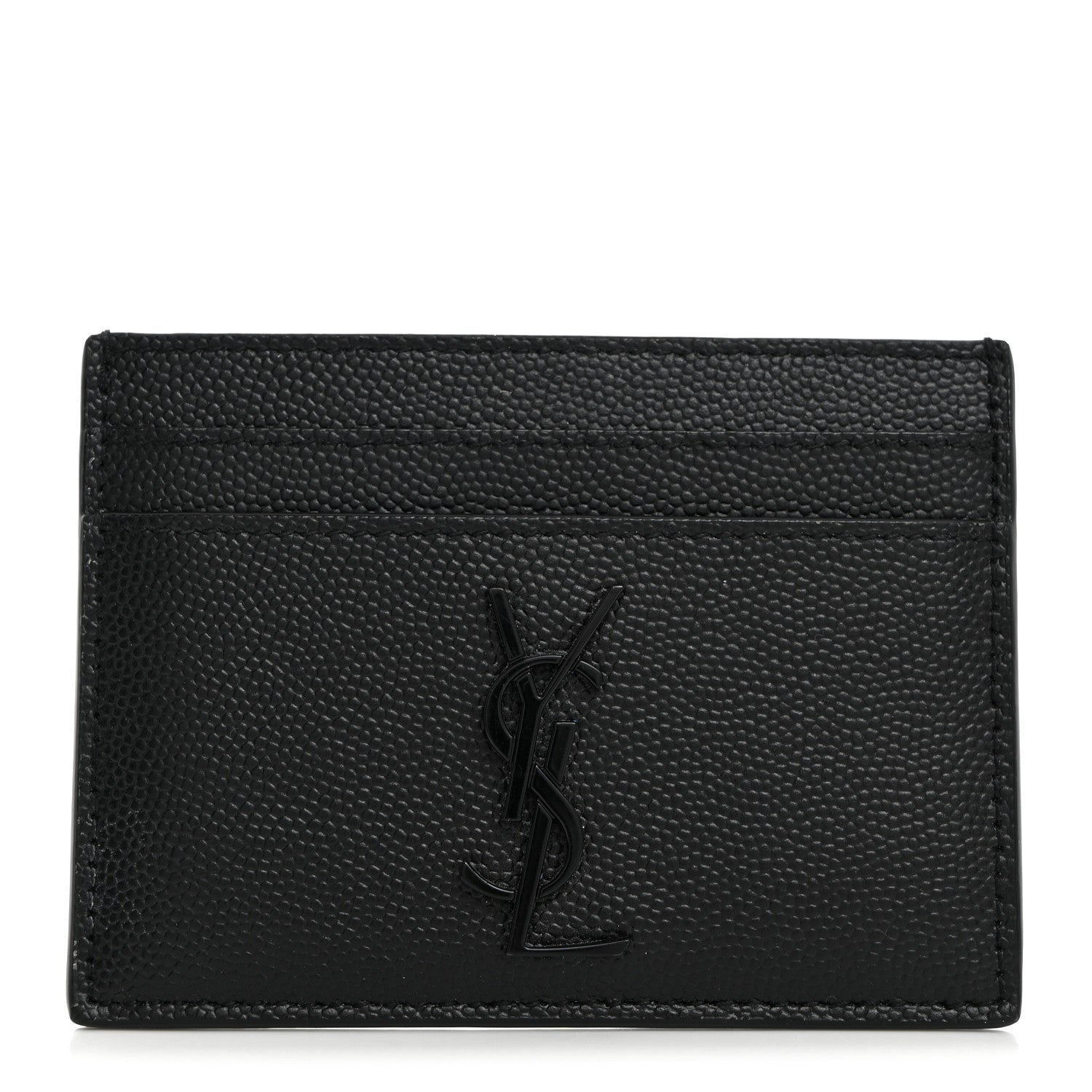 Saint Laurent Grain De Poudre Monogram Credit Card Case Black 1 of 8