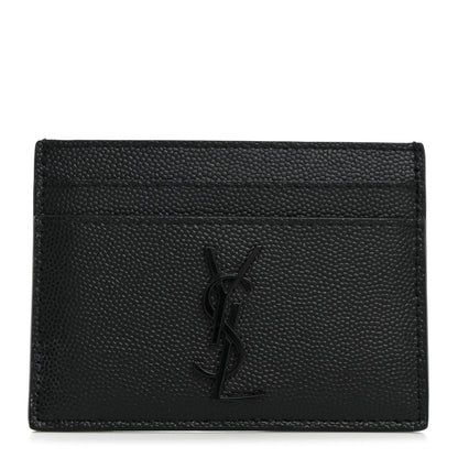 Saint Laurent Grain De Poudre Monogram Credit Card Case Black 1 of 8