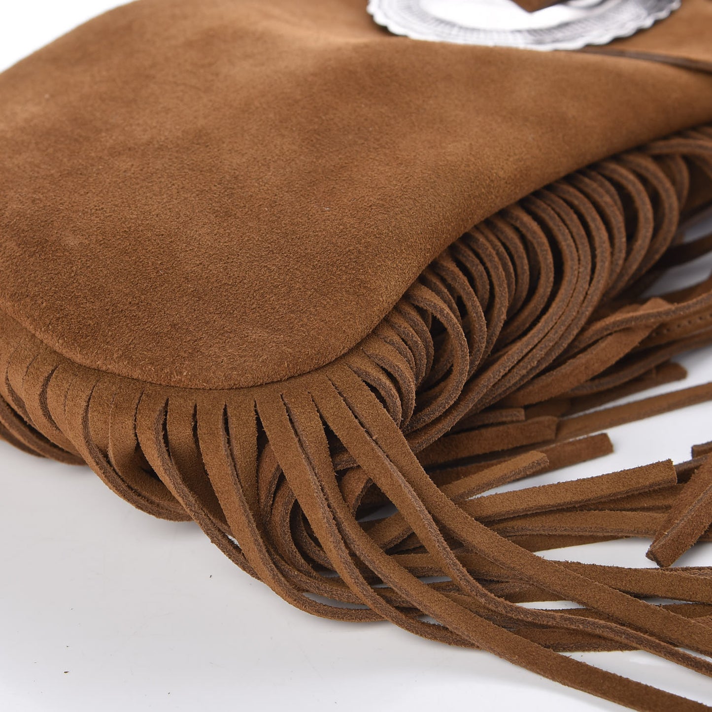 Suede Fringe Flat Anita Crossbody Bag Camel