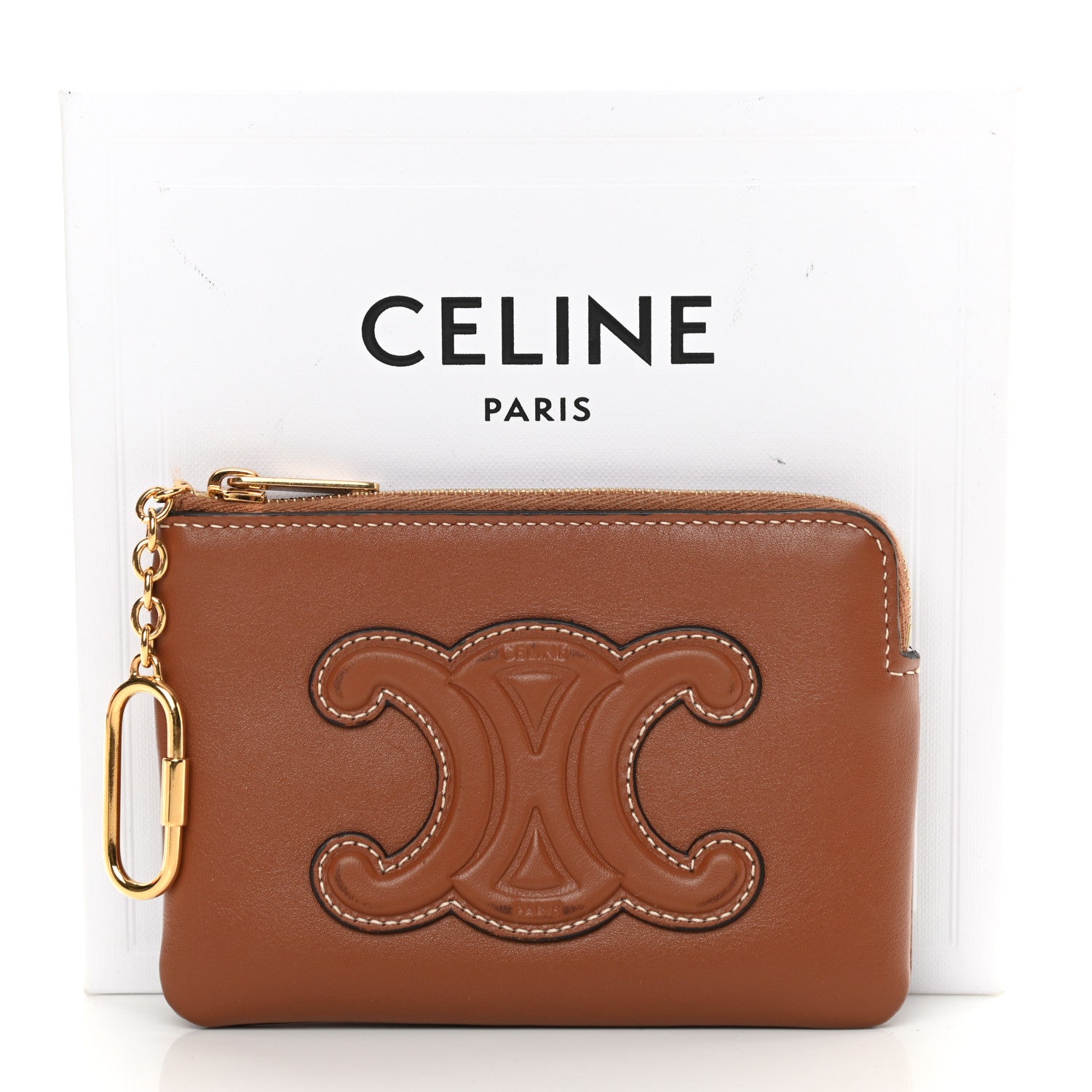 Celine Smooth Calfskin Cuir Triomphe Coin and Card Pouch With Hook Tan 11 of 11