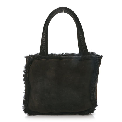 Chanel Suede Shearling Fur Handbag Black 1 of 11