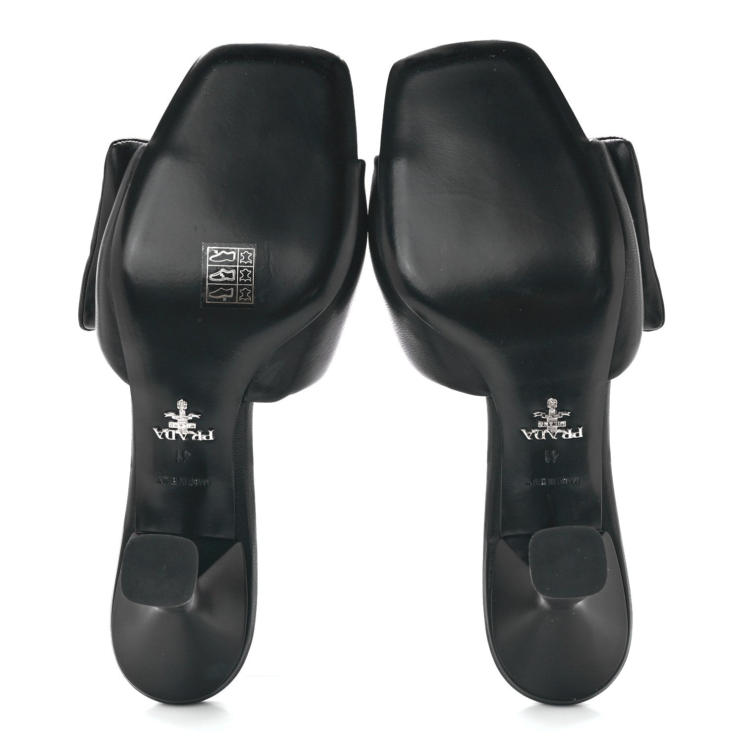 Prada Nappa Soft Padded Metal Triangle Logo 65mm Slide Sandals 41 Black 5 of 9