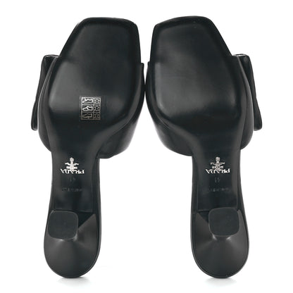 Prada Nappa Soft Padded Metal Triangle Logo 65mm Slide Sandals 41 Black 5 of 9