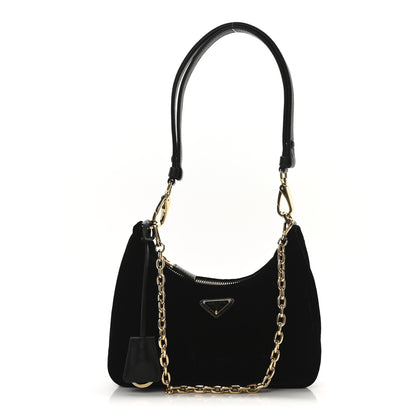 Prada Velvet Nappa Mini Re-Edition Shoulder Bag Black 1 of 11