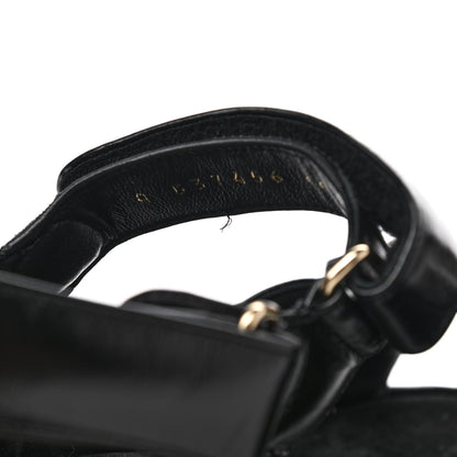 Chanel Shiny Calfskin Logo Platform Sandals 38 Black 5 of 9