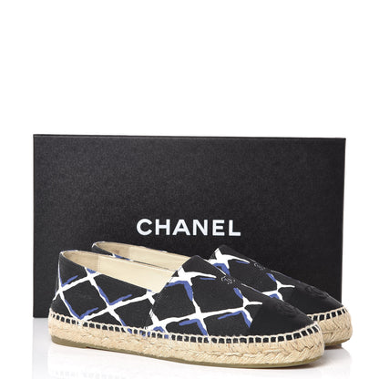 Chanel Printed Canvas Grosgrain Espadrilles 37 Blue Black 12 of 12