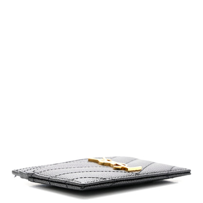 Saint Laurent Grain De Poudre Matelasse Chevron Credit Card Case Black 4 of 8