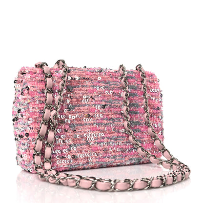Chanel Sequin Mini Rectangular Flap Light Pink Silver 3 of 10